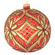 Christmas bauble in red blown glass with decorations in relief 150mm s2