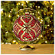 Christmas bauble in red blown glass with decorations in relief 150mm s2