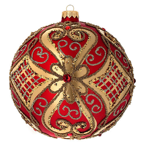 Bola de Navidad vidrio soplado rojo decoraciones en relieve 150 mm 1