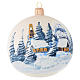 Christmas bauble in ivory blown glass with landscape 100mm s1