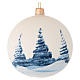 Christmas bauble in ivory blown glass with landscape 100mm s2