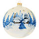 Christmas bauble in ivory blown glass with landscape 150mm s1
