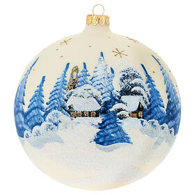Palla Albero Natale vetro soffiato avorio paesaggio 150 mm