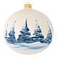 Christmas bauble in ivory blown glass with landscape 150mm s2