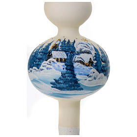 Christmas tree topper in ivory blown glass with landscape