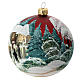 Christmas bauble in red blown glass with decoupage snowman 100mm s6
