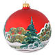 Christmas bauble in red blown glass with decoupage snowman 150mm s2
