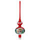 Christmas tree topper in red blown glass with decoupage snowman s1