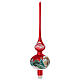 Christmas tree topper in red blown glass with decoupage snowman s4