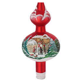 Cimier de sapin verre rouge découpage bonhomme de neige