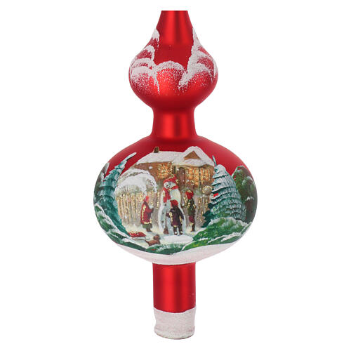 Cimier de sapin verre rouge découpage bonhomme de neige 2