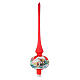 Christmas tree topper in red blown glass with decoupage snowman s1