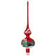 Christmas tree topper in red blown glass with decoupage snowman s3