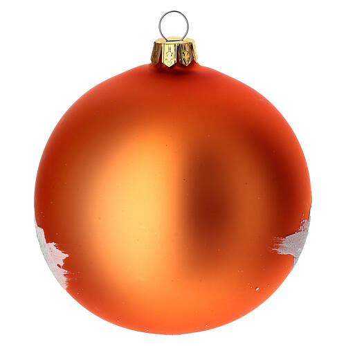 Bola de Navidad vidrio naranja con paisaje decoupage 100 mm 5