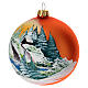 Bola de Navidad vidrio naranja con paisaje decoupage 100 mm s3