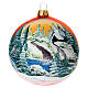 Boule sapin verre orange paysage découpage 100 mm s1