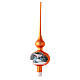 Christmas tree topper in orange blown glass with decoupage landscape s1