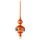 Christmas tree topper in orange blown glass with decoupage landscape s3