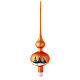 Christmas tree topper in orange blown glass with decoupage landscape s5