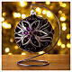 Christmas bauble in blown glass with floral silver and black decoration 100mm s2