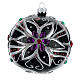 Christmas bauble in blown glass with floral silver and black decoration 100mm s5