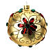 Christmas bauble in blown glass with floral gold and red decoration 100mm s1