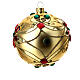 Christmas bauble in blown glass with floral gold and red decoration 100mm s5