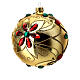 Bola de Navidad vidrio soplado decoración floral oro y rojo 100 mm s7