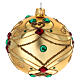 Bola Natal em vidro soprado decoro floral ouro e vermelho 100 mm s3