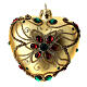 Heart shaped Christmas bauble in blown glass with floral decoration 100mm s2