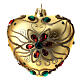 Bola de Navidad corazón de vidrio soplado oro decoración floral 100 mm s6