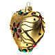 Pallina Natale forma di cuore vetro oro decoro floreale 100 mm s4