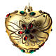 Pallina Natale forma di cuore vetro oro decoro floreale 100 mm s6