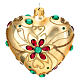 Pallina Natale forma di cuore vetro oro decoro floreale 100 mm s1