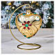 Pallina Natale forma di cuore vetro oro decoro floreale 100 mm s2