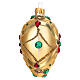 Pallina Natale forma di cuore vetro oro decoro floreale 100 mm s3