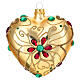 Pallina Natale forma di cuore vetro oro decoro floreale 100 mm s4