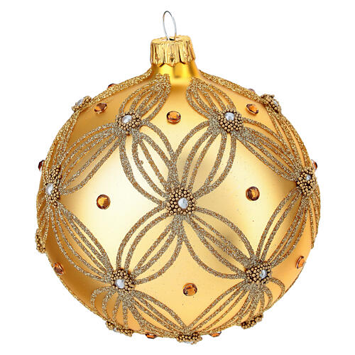Bola de Navidad oro con decoración en relieve 100 mm 1