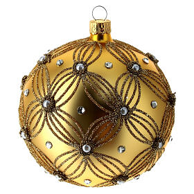 Bola Árvore Natal ouro decoração em relevo 100 mm