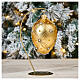 Oval Christmas bauble in gold blown glass with decorations in relief 130mm s2