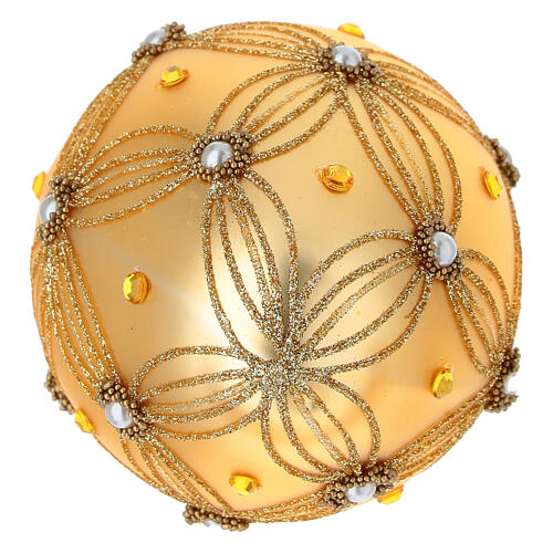 Boule sapin Noël ovale or décor en relief 130 mm 4