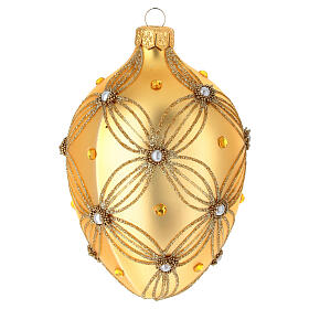 Palla Albero Natale ovale oro decoro in rilievo 130 mm