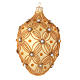 Oval Christmas bauble in gold blown glass with decorations in relief 130mm s1