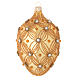 Oval Christmas bauble in gold blown glass with decorations in relief 130mm s2