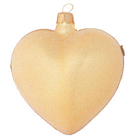 Heart Shaped Christmas bauble in gold blown glass with decorations in relief 100mm