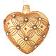 Heart Shaped Christmas bauble in gold blown glass with decorations in relief 100mm s1