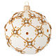 Christmas bauble in blown glass, ivory and gold 100mm s1