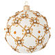 Christmas bauble in blown glass, ivory and gold 100mm s2