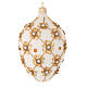 Oval Christmas bauble in ivory and gold blown glass 130mm s2