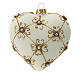 Heart Shaped Christmas bauble in blown glass with ivory and gold decorations 100mm s1